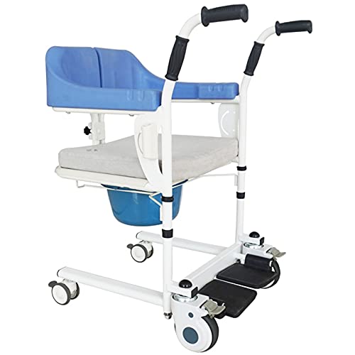 Patienten Transfer Lift Dusche Stuhl,Adjustable Lifting Bath Mobile Commode Rollstuhl,Behinderten Transferlift,mit Weicher Sitz,Bettpfanne,für Pflegeheim-Rehabilitation,ComfortEdition-Lightblue von YNITJH