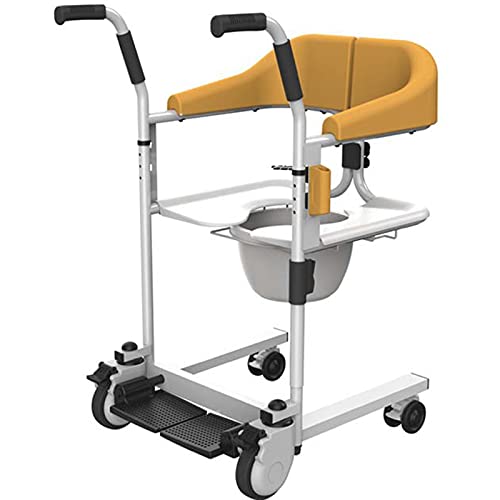 YNITJH Patienten Transfer Lift Dusche Stuhl,Adjustable Lifting Bath Mobile Commode Rollstuhl,Behinderten Transferlift,mit Weicher Sitz,Bettpfanne,für Pflegeheim-Rehabilitation,BasicEdition-Yellow von YNITJH