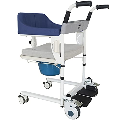 YNITJH Patienten Transfer Lift Dusche Stuhl,Adjustable Lifting Bath Mobile Commode Rollstuhl,Behinderten Transferlift,mit Weicher Sitz,Bettpfanne,für Pflegeheim-Rehabilitation,ComfortEdition-Darkblue von YNITJH