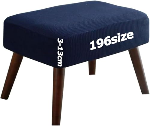 Ottomane Bezug Rechteckig Quadratisch Hockerbezug Hocker Überzug Fußhocker Sitzhocker Husse Fußbank Schonbezug Stretch Beschützer Jacquard mit Elastisch Bottom Rund Anpassbar(Dunkelblau,30 x 30 cm) von YNJJKA
