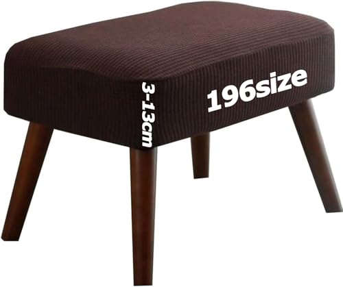 Ottomane Bezug Rechteckig Quadratisch Hockerbezug Hocker Überzug Fußhocker Sitzhocker Husse Fußbank Schonbezug Stretch Beschützer Jacquard mit Elastisch Bottom Rund Anpassbar(Kaffee,45 x 50 cm) von YNJJKA