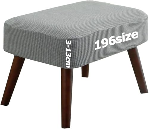 Ottomane Bezug Rechteckig Quadratisch Hockerbezug Hocker Überzug Fußhocker Sitzhocker Husse Fußbank Schonbezug Stretch Beschützer Jacquard mit Elastisch Bottom Rund Anpassbar(Light Gray,40 x 70 cm) von YNJJKA