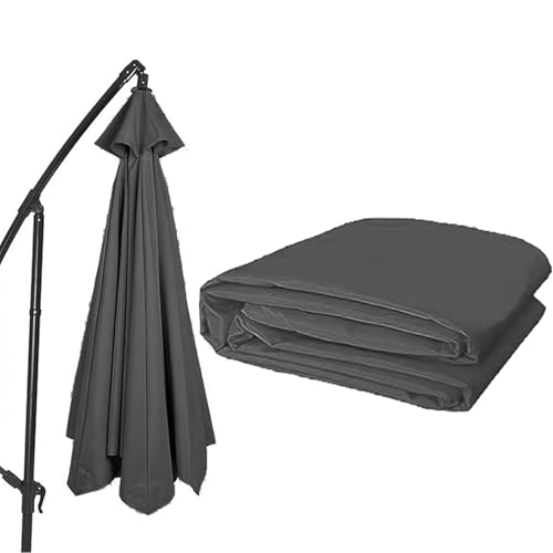 Sonnenschirm Ersatzbezug 3.0/4/3.5/2.8/2.7/3.30m mit 8/6 Streben Terrasse Garten Ersatzteile Ersatzschirm für den Außenbereich Dicker Marktschirm Schirmbezug Wasserdicht(Dunkelgrau,8 Ribs 4.0m) von YNJJKA