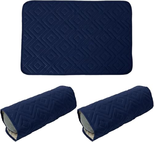 YNJJKA Sofa Armlehnenbezüge Stuhl Armschoner Für Sessel Couch Ohrensessel Armlehnenschoner Kopfschutz Überzug Armbezug Sesselbezüge Kopfstützenschutz Armlehnen Arm Bezug(Blau,1 Seat 3 Piece) von YNJJKA