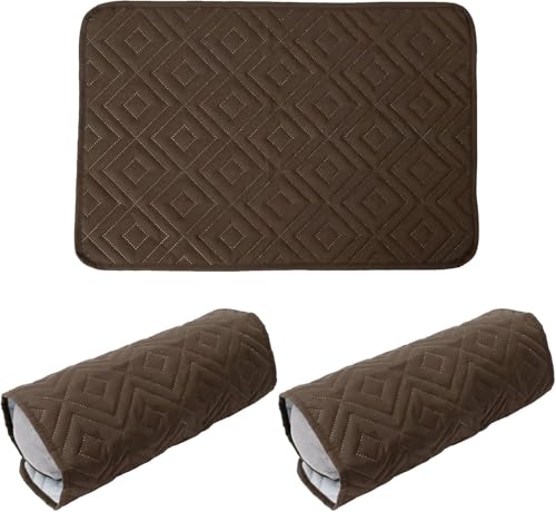 YNJJKA Sofa Armlehnenbezüge Stuhl Armschoner Für Sessel Couch Ohrensessel Armlehnenschoner Kopfschutz Überzug Armbezug Sesselbezüge Kopfstützenschutz Armlehnen Arm Bezug(Kaffee,1 Seat 3 Piece) von YNJJKA