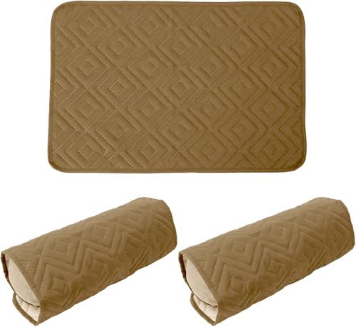 YNJJKA Sofa Armlehnenbezüge Stuhl Armschoner Für Sessel Couch Ohrensessel Armlehnenschoner Kopfschutz Überzug Armbezug Sesselbezüge Kopfstützenschutz Armlehnen Arm Bezug(Kamel,1 Seat 3 Piece) von YNJJKA