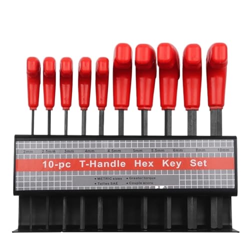 10-teiliger Metrischer Und Zoll-Inbusschlüsselsatz Mit T-Griff Oder Stern-Inbusschlüsselsatz Mit T-Griff Und Aufbewahrungsständer(10 pcs Metric) von YNKJFOD