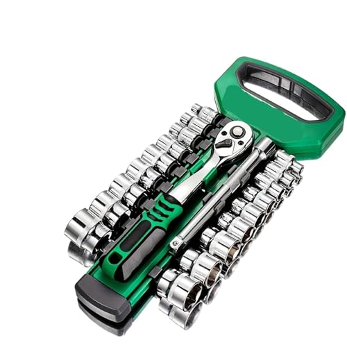 YNKJFOD Steckschlüsselsatz Mit 1/4"-3/8"-1/2"-Antrieb, Ratschengriff Und Kompakten Stecknüssen For Die Mechanische Wartung von YNKJFOD