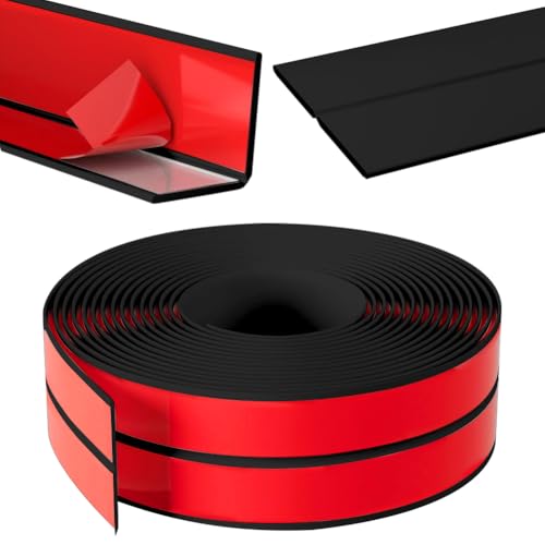 Weichsockelleiste Selbstklebend – Wasserdichte Sockelleiste küche & Wände | Flexible Abschlussleiste für Heimwerker und Renovierungen (Schwarz, 4M 20mm×20mm) von YNNHUDEEP