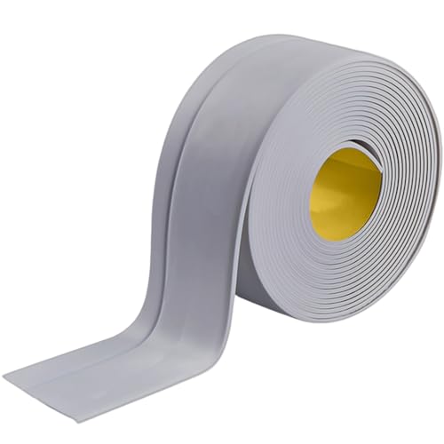 Weichsockelleiste Sockelleiste Selbstklebend Sockelleisten Grau - 50 x 20mm 5m PVC Flexible Knickleiste, Küchenabschlussleiste, für Badewannen, Badezimmer, Küche von YNNHUDEEP