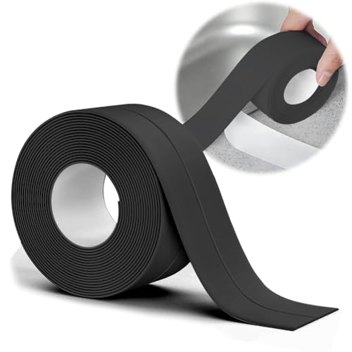 Weichsockelleiste Sockelleiste Selbstklebend Sockelleisten Schwarz - 16 x 16mm 6m PVC Flexible Knickleiste, Küchenabschlussleiste, für Badewannen, Badezimmer, Küche von YNNHUDEEP