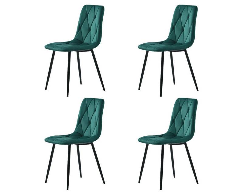 IDEASY 4-Fußstuhl 4St, Polsterstuhl Design Stuhl, Tragfähigkeit 150kg, Küchenstuhl, Hohe Rückenlehne, Esszimmerstuhl mit Samt/Leinen, Metallbein von IDEASY