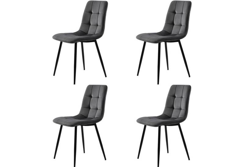 IDEASY 4-Fußstuhl 4St, Polsterstuhl Design Stuhl, Tragfähigkeit 150kg, Küchenstuhl, Hohe Rückenlehne, Esszimmerstuhl mit Samt/Leinen, Metallbein von IDEASY