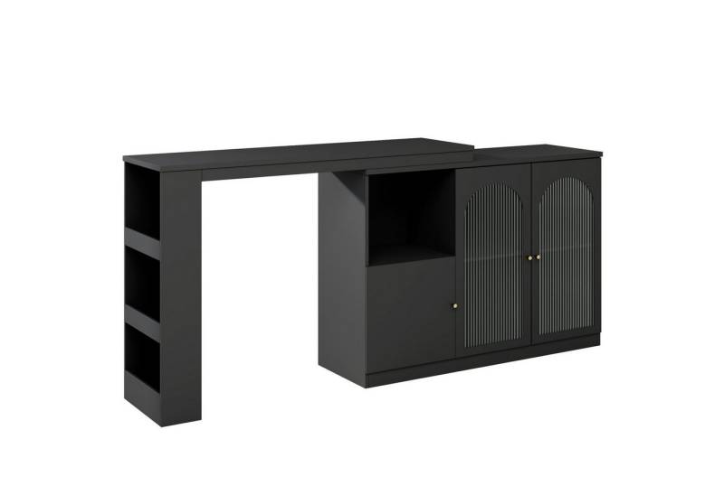 IDEASY Bartisch Hauptkörper 120 x 40 x 97 cm, Um 360° drehbarer Ess- und Barschrank (Um 360° drehbare Bistrotisch für Küchen und Restaurants), multifunktionaler Aufbewahrungsschrank mit Changhong-Glastür von IDEASY