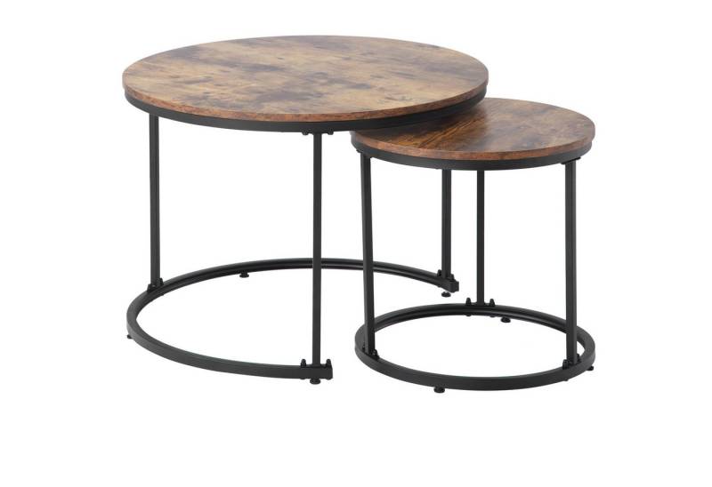 IDEASY Couchtisch Runder Couchtisch, Beistelltische, 2er-Set, weiß/braun (2 Tische) von IDEASY