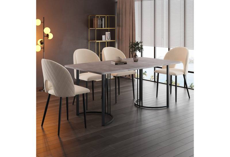 IDEASY Esstisch Moderner Marmormuster Küchentisch mit verstellbaren Füßen, Gestell aus Metall Rechteckiger Esstisch für Esszimmer Wohnzimmer von IDEASY