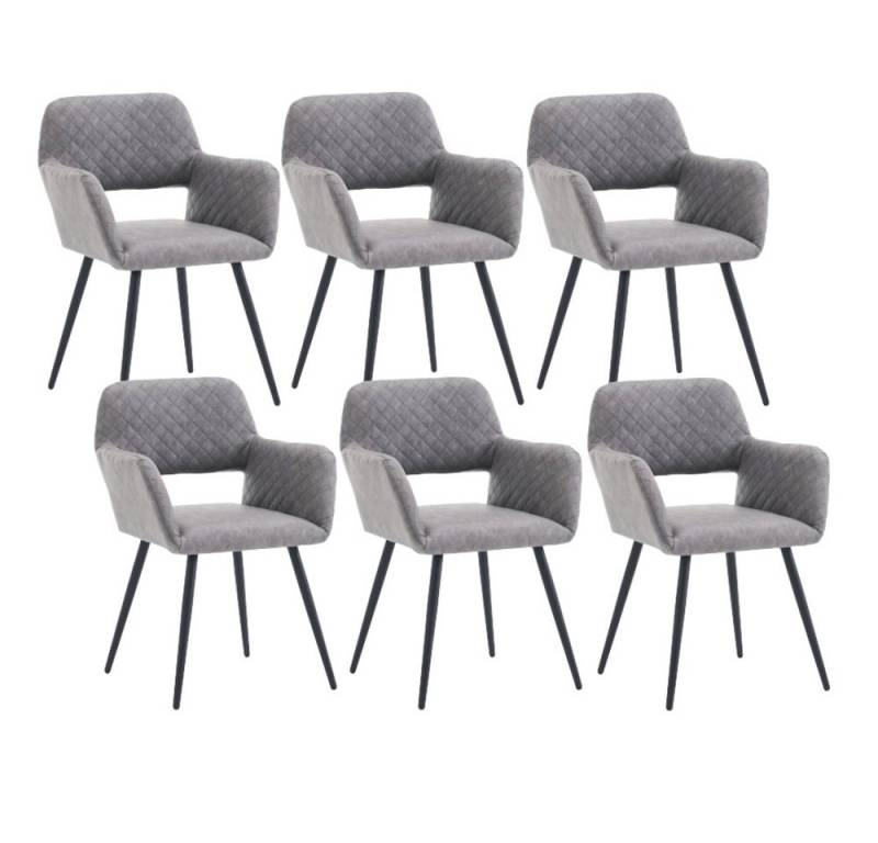IDEASY 4-Fußstuhl (2/4/6 St) Modern Esszimmerstuhl, PU, mit Armlehnen und Rückenlehnen (6 St), Metallbeine, Schwarz, Grau, Khaki, Braun, PU-Leder von IDEASY