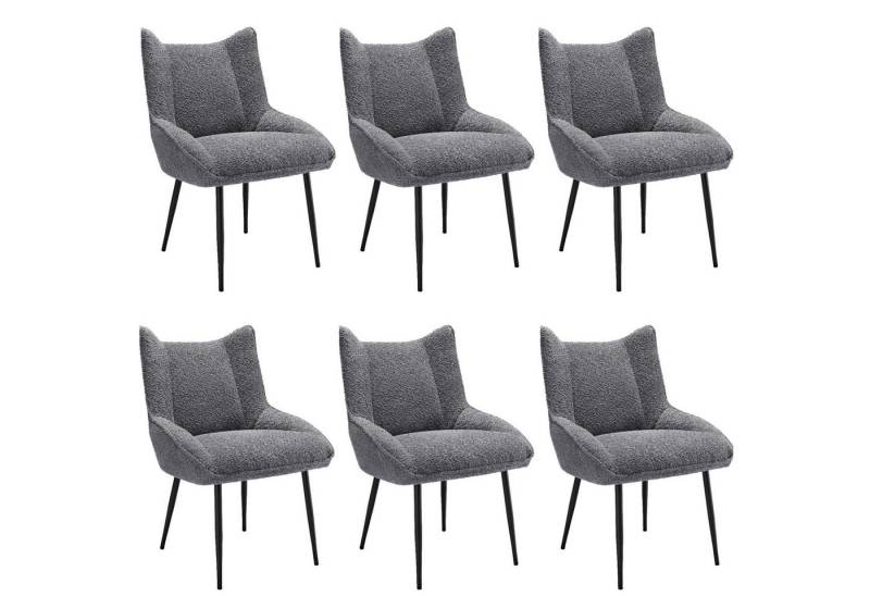 YNOFIT Esszimmerstuhl Eleganter Sessel(6St), gepolsterter Stuhl mit klappbarer Rückenlehne, Teddy Samt, Verdicktes Sitzkissen von YNOFIT