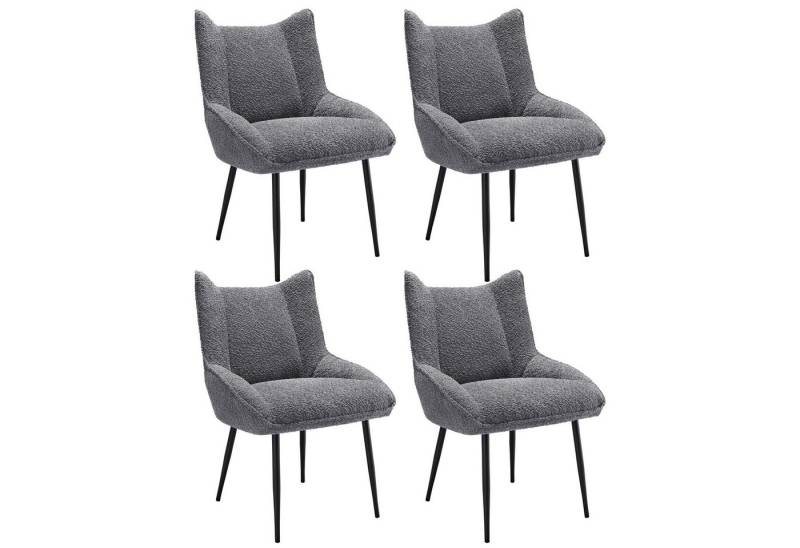 YNOFIT Esszimmerstuhl Eleganter Sessel(6St), gepolsterter Stuhl mit klappbarer Rückenlehne, Teddy Samt, Verdicktes Sitzkissen von YNOFIT
