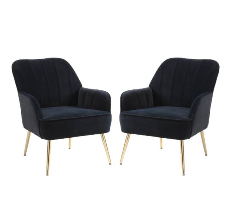 IDEASY Loungesessel Stilvoller Freizeitstuhl, Samtstoff mit Armlehnen, 2er-Set (2 Stück) von IDEASY