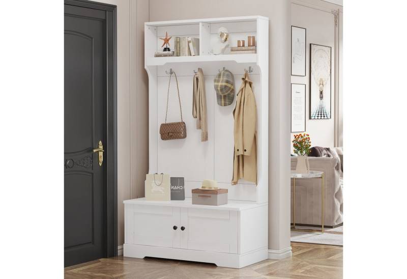 IDEASY Seitenschrank Eingangsschrank, Garderobenschrank, 4 Haken, 2 Ablagefächer, 102*183cm von IDEASY