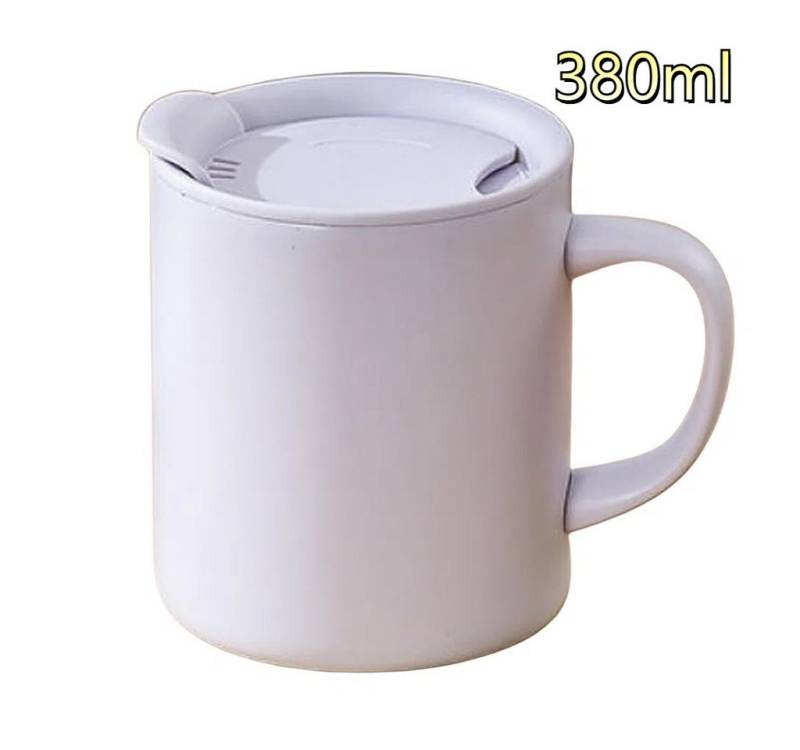 HEYHIPPO Thermobecher 380ml Kaffeebecher mit Henkel, Reise-Campingbecher mit Deckel, Auslaufsicherer Reisebecher aus Edelstahl, Coffee-to-go-Becher von HEYHIPPO