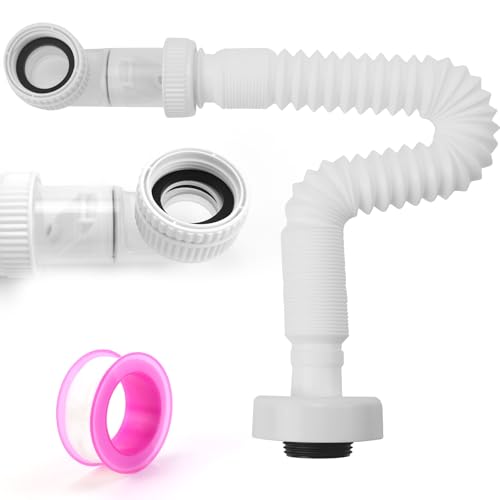 Flexibler Ablaufschlauch Raumsparsiphon Abflussrohr Siphon Rohr 1 1/4 Zoll Siphon Waschbecken Austauschbarer Abwasserrohr Geruchsverschluss für Küchenspüle Badezimmer Abfluss Rohr von YNOYMO