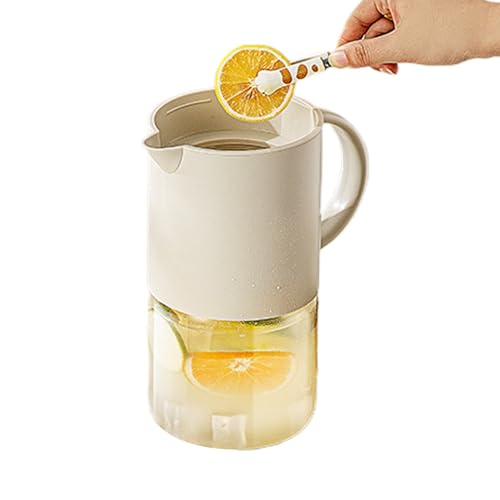 YNPQTDS Glas Karaffe Mit Deckel - 1500ml Wasser Krug Für Eistee Und Selbstgemachten Saft | Getränkespender Für Heiße Und Kalte Flüssigkeiten Aufbewahrung Kühlschrank - Kühlschrank Party Drink von YNPQTDS