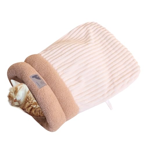 YNPQTDS Katzen Schlafsack - Gemütlicher Katzenschlafsack - Teilweise Geschlossenes Design Kuschelhöhle Für Winter Herbst Auto Reise Zuhause Weihnachten von YNPQTDS