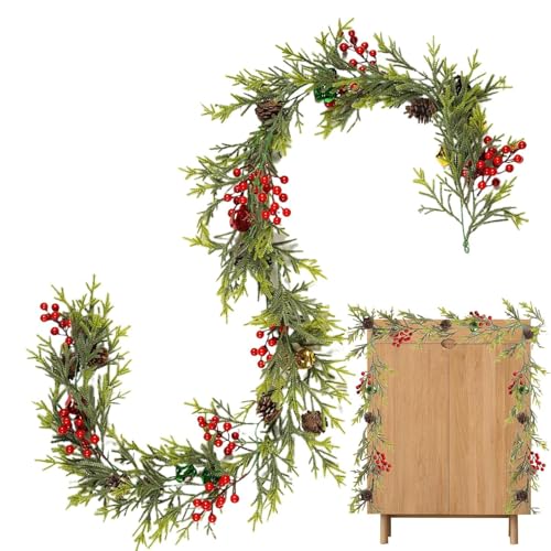 YNPQTDS Künstliche Girlande,Künstlicher Weihnachts Grünschmuck Mit Beeren - 180 cm Wetterfeste Kunstpflanzen für Wand Kamin Kaminsims Innen und Außen Dekoration Decke Tür Fenster YNPQTDS Künstliche Girlande,Künstlicher Weihnachts Grünschmuck Mit Beeren - 180 cm Wetterfeste Kunstpflanzen für Wand Kamin Kaminsims Innen und Außen Dekoration Decke Tür Fenster von YNPQTDS
