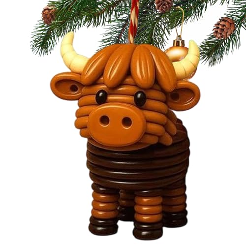 YNPQTDS Tierknopf-Ornament-Set, 4 x 5 cm, Hochlandkuh, Ornament-Set, ABS, lustige Weihnachtsknöpfe, Ornamente, Bastelsets für Fenster, Tür, Büro, Kränze, Schlafzimmer, Geschäfte, Eingangsbereich von YNPQTDS