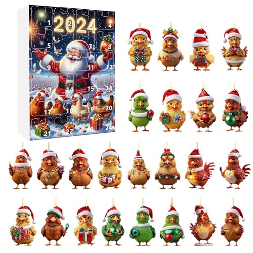 YNPQTDS Weihnachtskalender Huhn,24 Türchen Mit Süßen Hühner-Anhängern Countdown Kalender - 2D Acrylic Flachanhänger Huhn Charm Für Christbaumschmuck Wanddekoration Auto-Innenspiegel Urlaubsdekoration YNPQTDS Weihnachtskalender Huhn,24 Türchen Mit Süßen Hühner-Anhängern Countdown Kalender - 2D Acrylic Flachanhänger Huhn Charm Für Christbaumschmuck Wanddekoration Auto-Innenspiegel Urlaubsdekoration von YNPQTDS