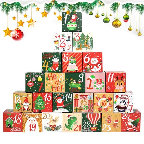 YNPQTDS Weihnachtszahlenbox Aus Karton Für Kinder | 24 Tage Weihnachts Countdown Leere Boxen Selbst Befüllen | Dekofigur Für Schreibtisch Kinder Mädchen Geschwister Freunde von YNPQTDS