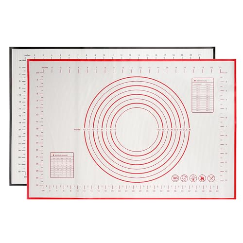 2 Stücke 60 x 40 cm Silikon Rutschfeste Teigmatte, Silikonmatte Backmatte, Antihaft Teigmatte, Teigmatte mit Messung für Teig, Fondant, Macarons, Kekse, Pizza 2 Stücke 60 x 40 cm Silikon Rutschfeste Teigmatte, Silikonmatte Backmatte, Antihaft Teigmatte, Teigmatte mit Messung für Teig, Fondant, Macarons, Kekse, Pizza von YNR