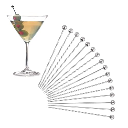 Edelstahl Cocktailspieße Cocktail Pick Cocktail Stick aus Edelstahl Wiederverwendbare Cocktail Fingerfood Sticks Martini Picks Obststicks Cocktail Picks Wiederverwendbare Cocktail Picks 16 Stück von YNR