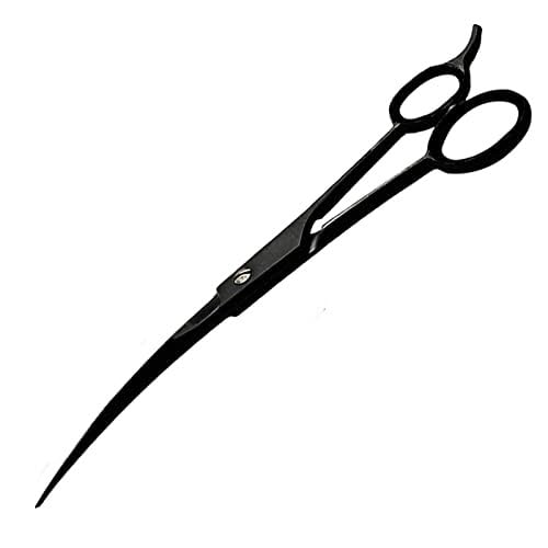 Haustierschere, 17,8 cm, gebogene Schere, Edelstahl, für Hunde- und Katzenhaar, zum Schneiden von Trimmen, gebogene Schere für Hundepflege, Familie (schwarz) von YNR