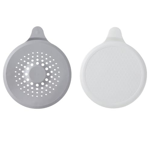 Silikon-Abflussstopfen für Duschbecken, 15,2 cm Durchmesser, Universal-Ablaufstopfen für Badezimmer, Badewanne, Waschbecken, Küchenspüle, Badewanne, Überlaufabdeckung, Grau und Weiß, 2 Stück von YNR