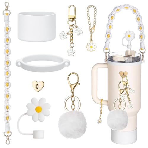 Stanley Tassen-Zubehör-Set, Silikonstiefel, gewebter Griff, Strohhalm-Abdeckung, Charms für 30/1,2 l Becher, Weiß, 8-teilig Stanley Tassen-Zubehör-Set, Silikonstiefel, gewebter Griff, Strohhalm-Abdeckung, Charms für 30/1,2 l Becher, Weiß, 8-teilig von YNR