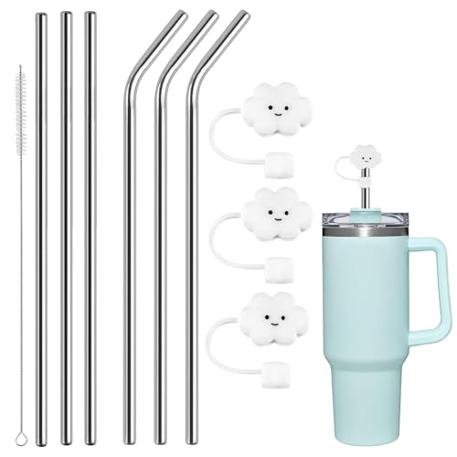 6 Stück Metall Strohhalm Premium Strohhalme Edelstahl 31 cm Lange Strohhalme Nachhaltige Edelstahl Trinkhalme Edelstahl Strohhalm Set Mit 1 Reinigungsbürsten und 3 Strohhalm Abdeckung von YNR
