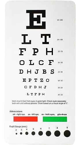 YNR Pocket Eye Chart, 2 in 1 Snellen Eye Chart, Pocket Eye Chart Handheld Double Sided Plastic Eye Chart for Eye Exams (Pack of 1) von YNR