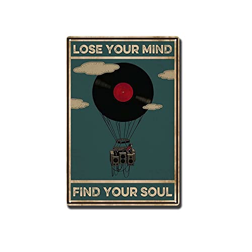 YNRBGDFR Tin Painting Love Music Lose Your Mind Find Your Soul Vintage Poster Lose Your Mind Find Your Soul Music Vintage Poster Musikliebhaber Poster 20,3 x 30,5 cm Blechmalerei von YNRBGDFR