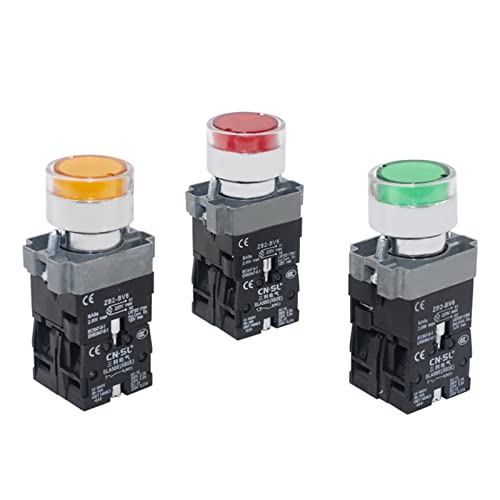 YNREMM Not-Aus-Druckschalter mit 22 mm Öffnungsweite SLA5BE-11D XB2 Netzschalter 1 Schließer 1 Öffner EIN Ausschalter Selbstrückstellung (Color : Red, Size : SELF-Reset_1NO_24V) von YNREMM