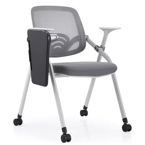 Bürostühle Klappbare Stühle Für Konferenzräume Schulungsstuhl Mit Tischplatte Firmenpersonalstuhl Mit Rollen (Color : B, S : 51x57x86cm) von YNSHOP