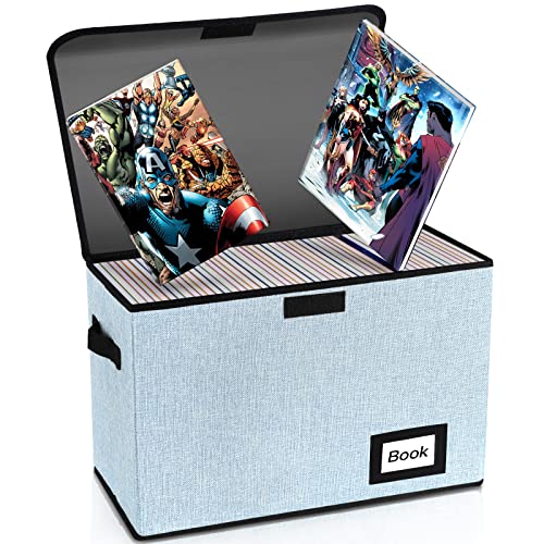 YNSZAS Collection Comic-Buch-Aufbewahrungsbox, 40,1 x 19,8 x 30 cm, zusammenklappbare Comic-Kurzbox, für 160–180 Comic-Bücher, robuster Behälterhalter, Regalschutz, Organizer (blau) von YNSZAS