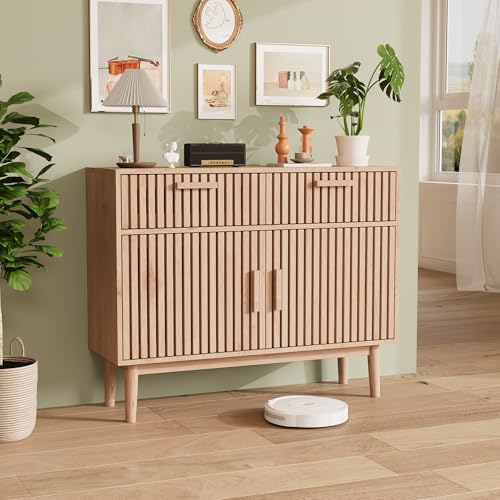 Sideboard für Wohnzimmer, 100 x 35 x 80 cm, Sideboard mit Schubladen, Sideboard, für Wohnzimmer, Beistelltisch, Schrank (Originalholz, 100 x 35 x 80 cm) von YNYHTER
