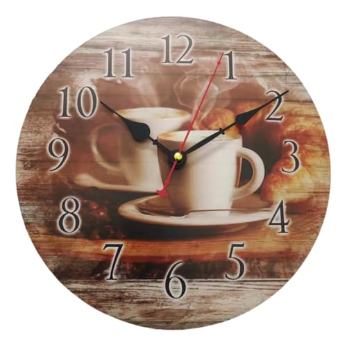 YOAI MDF Holz Wanduhr Ohne TickgeräUsche Lautlos rund 30cm Rustikale Quarz Küchenuhr Einfach zu Lesen für Zimmer Zuhause KüChe Schlafzimmer BüRo Schule von YOAI