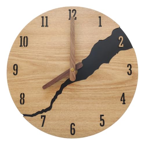YOAI Wanduhr Modern Ohne Tickgeräus Holz 30cm Wanduhren für Büro, Wohnzimmer, Küche, Schule Kinderzimmer von YOAI