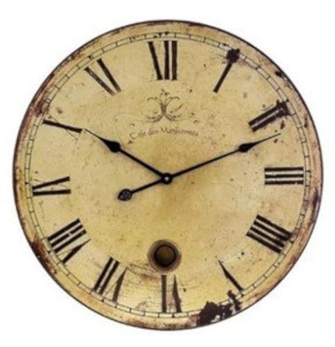 YOAI Wanduhr küchenuhr Vintage Shabby CHIC Antik Nostalgie Rustikale Quarzuhr aus MDF mit lautlosem Uhrwerk,12 Zoll/30CM Ø (Wood) von YOAI