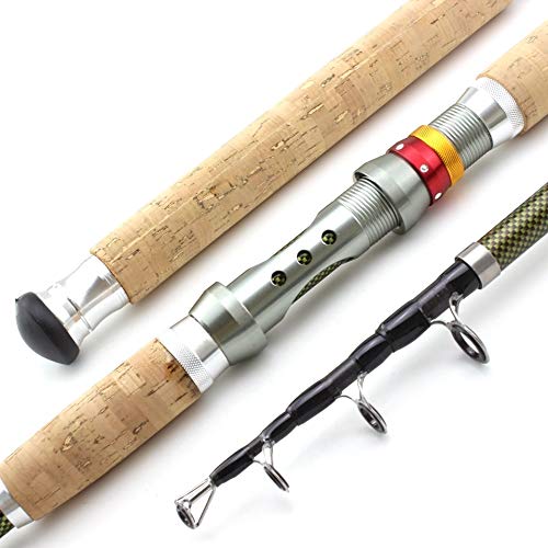 YOBAIH Teleskoprute 2.1m 2.4m 2.7m 3.0m 3.6m Teleskop Angelrute Carbon-Holzgriff Spinnrute Extra Heavy Karpfenangeln Pole Sea Tackle Angelruten (Size : 2.1 m) von YOBAIH