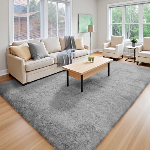 YOBATH Area Rugs 22,9 x 30,5 cm große flauschige Teppiche, zotteliger Teppich für Schlafzimmer, rutschfester Plüsch, flauschig, Kinderzimmer, Heimdekoration, Grau von YOBATH